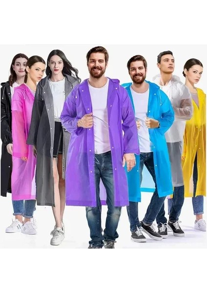 Kadın Erkek Yağmurluk Kapüşonlu Çıtçıtlı Eva Raincoat (5256)