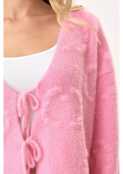 Soft Pembe Hırka Önden Bağlamalı Yeni