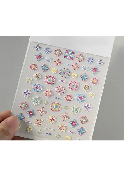 5d Kabartmalı Bohem Tırnak Süsleme Stickerı 0480 Nail Art Süslemeleri