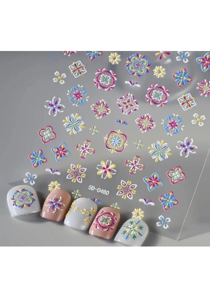 5d Kabartmalı Bohem Tırnak Süsleme Stickerı 0480 Nail Art Süslemeleri fiyatları
