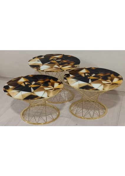 Pota Zigon Sehpa, Telli, sabit, Gold Nikelaj.