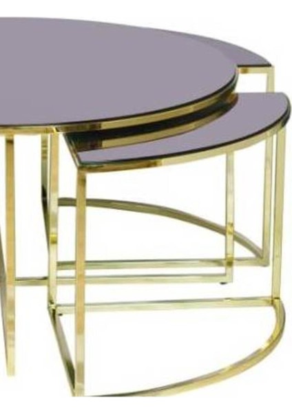 Brc Yonca 17547 Zigon-Orta Sehpa Düz Siyah Temper Cam Metal Çelik Gold Kaplama El Yapım modelleri