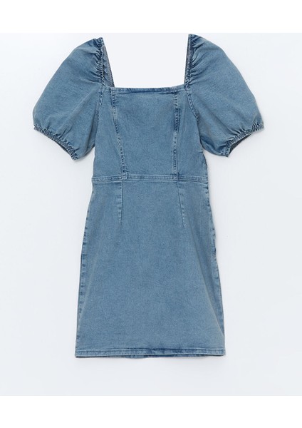 Yeni Sezon Kare Yaka Kadin Jean Elbise - S48291Z8 fırsatları