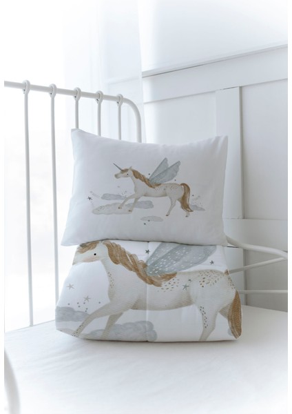 Organik Baskılı Bebek Boy (100X150) Yorgan Seti - Royal Series - Flying Unicorn modelleri