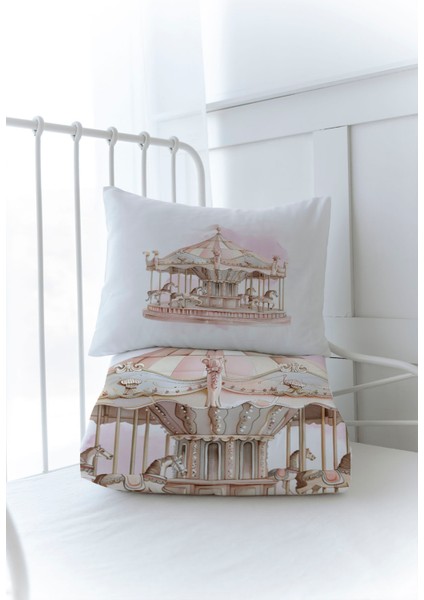 Organik Baskılı Bebek Boy (100X150) Yorgan Seti - Royal Series - Pink Carousel modelleri