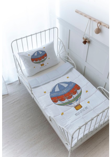 Organik Baskılı Bebek Boy (100X150) Yorgan Seti - Zezig x Royal Series - Blue