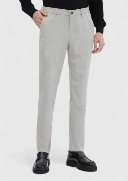 Açık Gri Düz Dokuma Jogging Fit Casual Pantolon