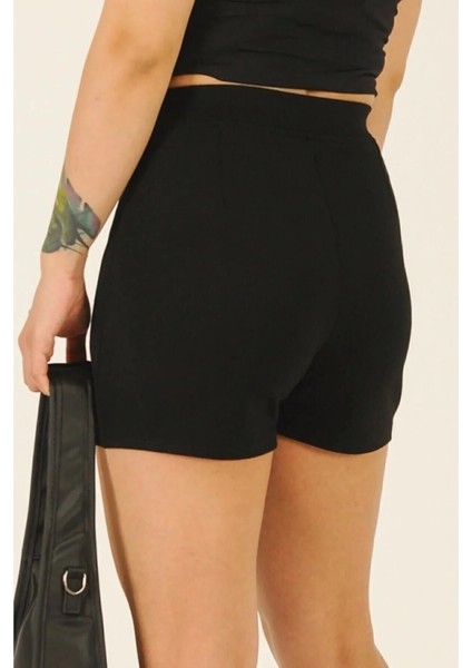 24 Grup Siyah Mini Yırtmaçlı Şort Etek modelleri