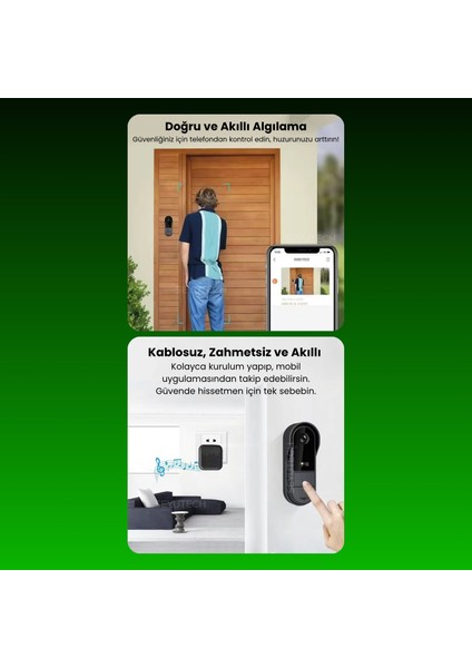Wifi Kameralı Kapı Zili Akıllı Görüntü Uzaktan Kontrollü Kablosuz 1080P 170° Görüş Güvenlik kamerası fiyatları