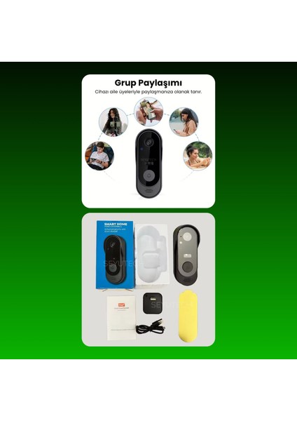 Wifi Kameralı Kapı Zili Akıllı Görüntü Uzaktan Kontrollü Kablosuz 1080P 170° Görüş Güvenlik kamerası indirimleri