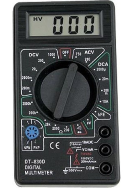 DT-830D Dijital Ölçü Aleti Multimetre Siyah - Multimetre - 2 Yıl