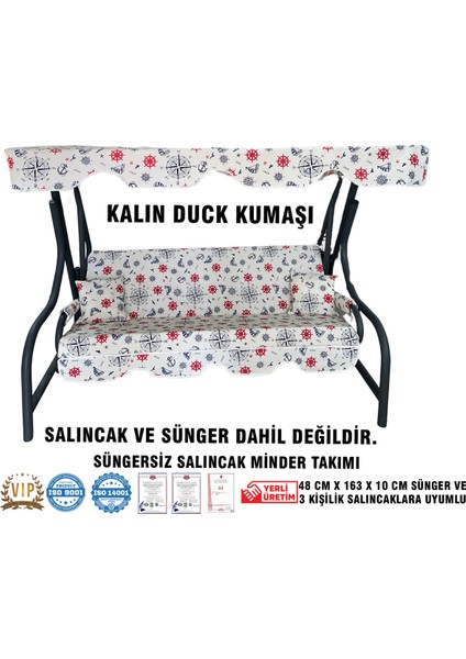Lüks Duck Vip Salıncak Minder Seti 3 Kişilik (Süngersiz) Tenteli