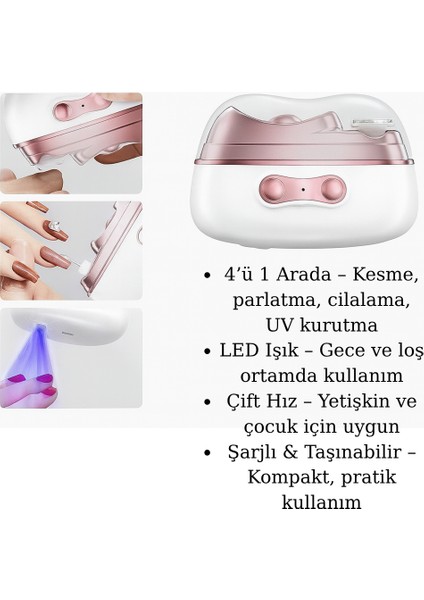 4’ü 1 Arada LED Işıklı Elektrikli Tırnak Bakım Makinesi – Kesme, Parlatma, Cilalama, Uv Kurutma fırsatları
