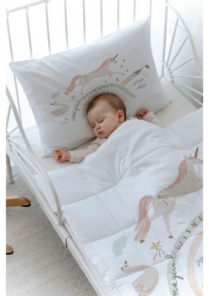 Organik Baskılı Bebek Boy (100X150) Yorgan Seti - Royal Series - Magical Unicorn fiyatları