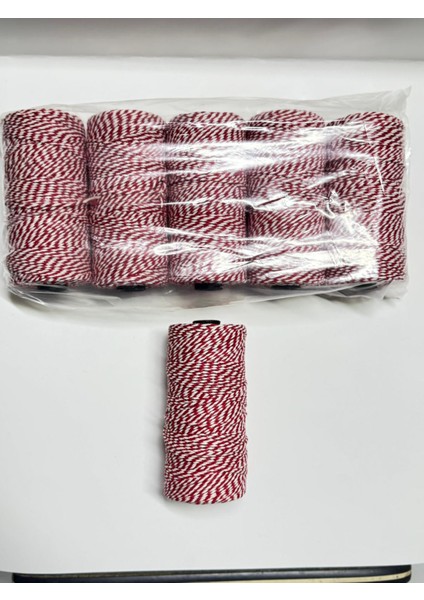 200METRE 340GR Kırmızı-Beyaz Paket Süsleme Ipi , Marteniçka Ipi ,bileklik Ipi Çift Büküm modelleri