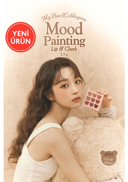 9 Renkli Ruj & Allık Paleti Dasıque Mood Painting Lip & Cheek Palette (#05 Cozy Bear)