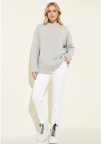 Basic Kadın Kazak Gri Oversize fiyatları