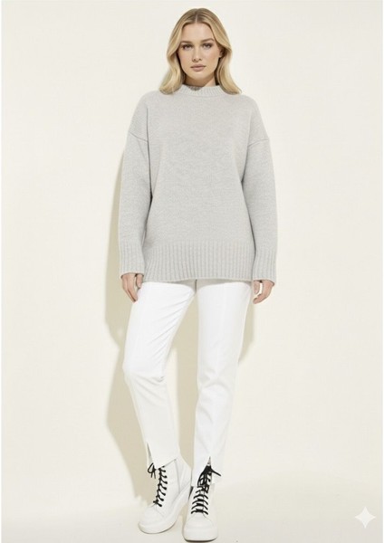 Basic Kadın Kazak Gri Oversize modelleri