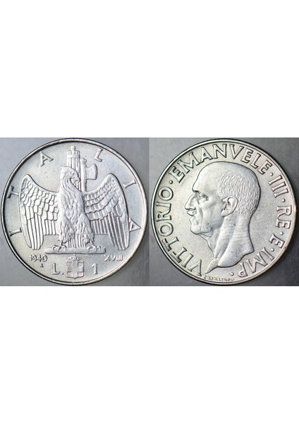Italya 1 Liret 1940 Xvııı Ikinci Dünya Savaşı - Mussolini Dönemi. Çilaltı