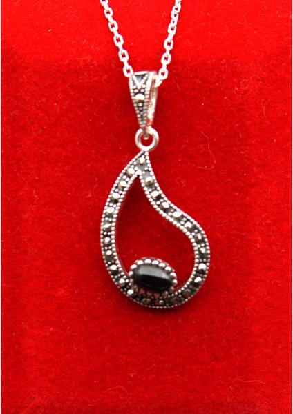 925 Ayar Kadın Oltu Taşı Kadın Kolye SK00095