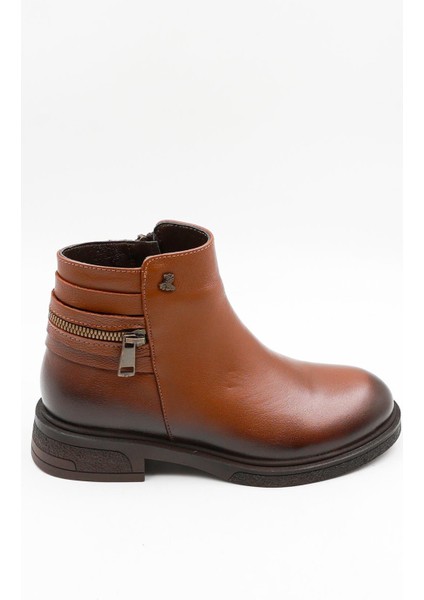 Kadın Hakiki Deri Fermuar Detaylı Bot 2551022K - Taba - 36