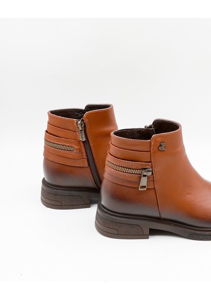 Kadın Hakiki Deri Fermuar Detaylı Bot 2551022K - Taba - 36 fiyatları