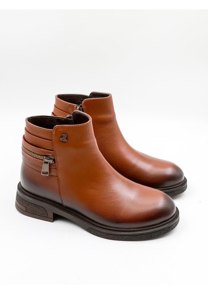 Kadın Hakiki Deri Fermuar Detaylı Bot 2551022K - Taba - 36 modelleri
