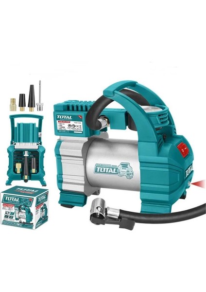 Total TTAC14061 Çakmaklık ve Akü Girişli Araç Kompresörü Lastik Şişirme Oto Hava Pompası 140PSI