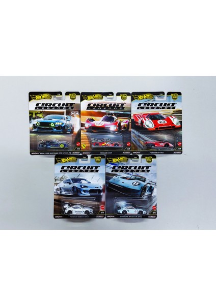 Premium Circuit Legends 5'li Model Araba Seti ( Ferrari, Ford Mustang, Porsche 917, Porsche 911, Subaru)