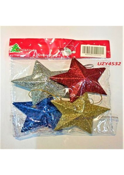 Ağaç Parti Süsü Yıldız 4 Lü Kırmızı fiyatları