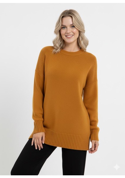 Basic Kadın Kazak Hardal Oversize modelleri