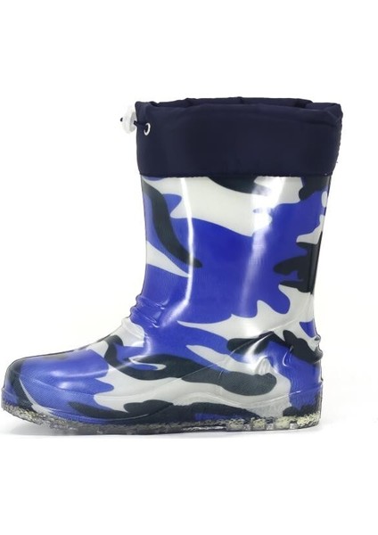 Peluş Astarlı Lacivert Kamuflaj Çocuk Yağmur Çizmesi – Hafif, Dayanıklı, Kaymaz Pvc Taban fiyatları