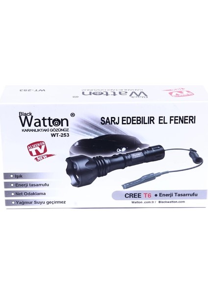 Orjinal 600 Lümen Tx6 Şarjlı Özel Avcı Feneri WT-253 fırsatları