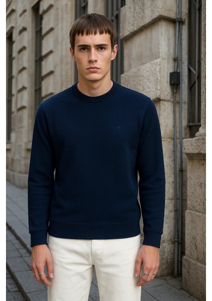 Erkek Bisiklet Yaka Salaş Kışlık Bol Laci Sweatshirt