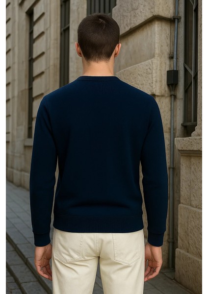 Erkek Bisiklet Yaka Salaş Kışlık Bol Laci Sweatshirt