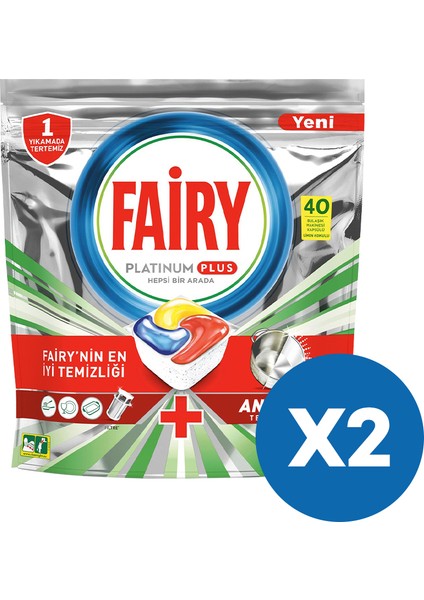 Platinum Plus Bulaşık Tableti 40'lı (2'li Paket)