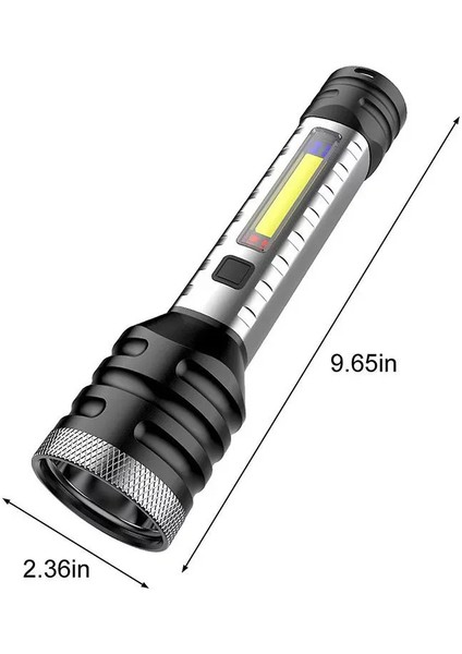 5W Cob ve LED Şarj Edilebilir El Feneri - Siyah (5051) modelleri