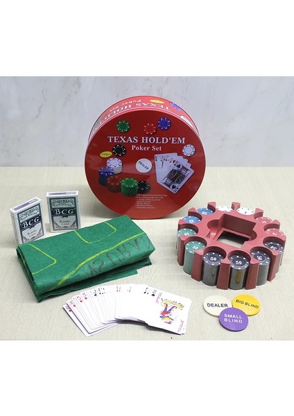 Metal Kutulu 240 Chip ve 2 Adet Iskambil Kağit Setine Sahip Poker Oyunu ALK3539