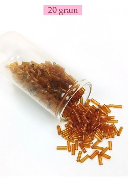 Uzun Boru Kesme Boncuk Çap 2mm Uzunluk 10 mm - 20 Gram - Şeffaf Gold - BNC254