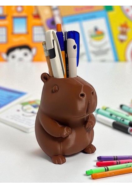Kapibara Kalemlik Figür Sevimli Capybara Masaüstü Organizer Kırtasiye Ofis Hediyesi