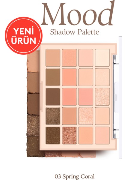 Mat ve Işıltılı Tonlardan Oluşan 20 Renkli Far Paleti Dasıque Mood Shadow Palette (03 Spring Coral)