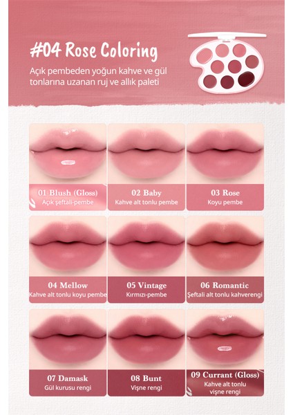 9 Renkli Ruj & Allık Paleti Dasıque Mood Painting Lip & Cheek Palette (04 Rose Coloring) fiyatları