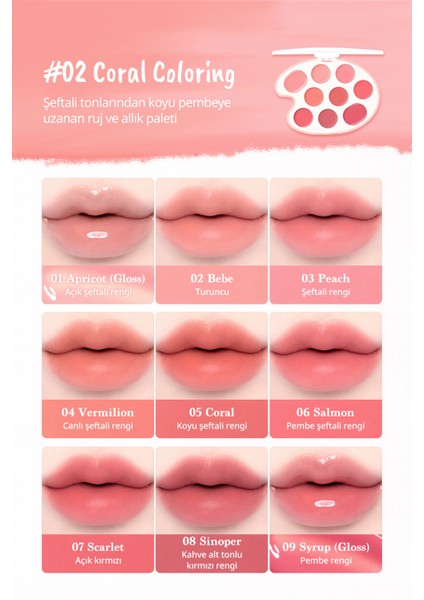 9 Renkli Ruj & Allık Paleti Dasıque Mood Painting Lip & Cheek Palette (#02 Coral Coloring) fiyatları
