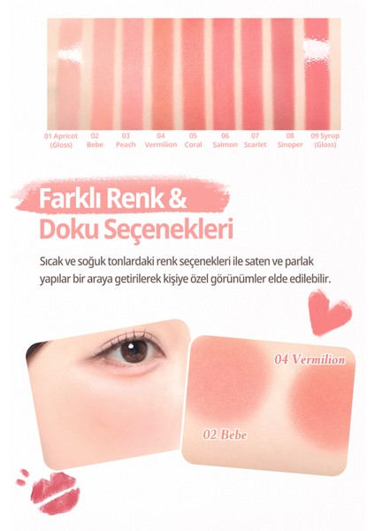 9 Renkli Ruj & Allık Paleti Dasıque Mood Painting Lip & Cheek Palette (#02 Coral Coloring) modelleri