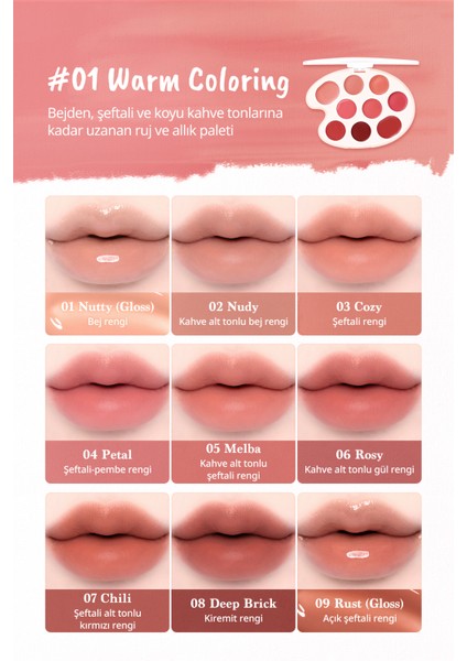 9 Renkli Ruj & Allık Paleti Dasıque Mood Painting Lip & Cheek Palette (01 Warm Coloring) fiyatları