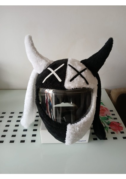 Peluş Kask Kılıfı Şeytan Çift Renkli Motosiklet Kask Aksesuarı fiyatları