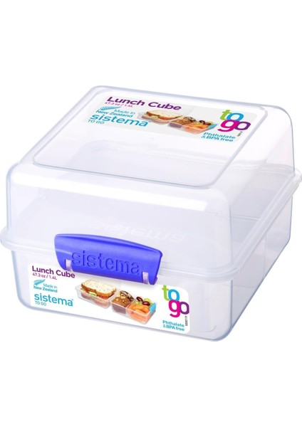 Lunch Cube 1.4 L Şeffaf – Çok Bölmeli Yemek Kabı, Bpa Free, Mikrodalga ve Bulaşık Makinesi Uyumlu