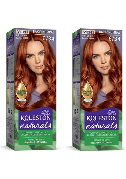 Naturals Saç Boyası Bakır Kumral 6/34 2x Paket