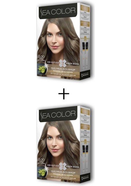 2x2 Tüp Krem Saç Boyası Seti Yoğun Açık Kumral No:8.00