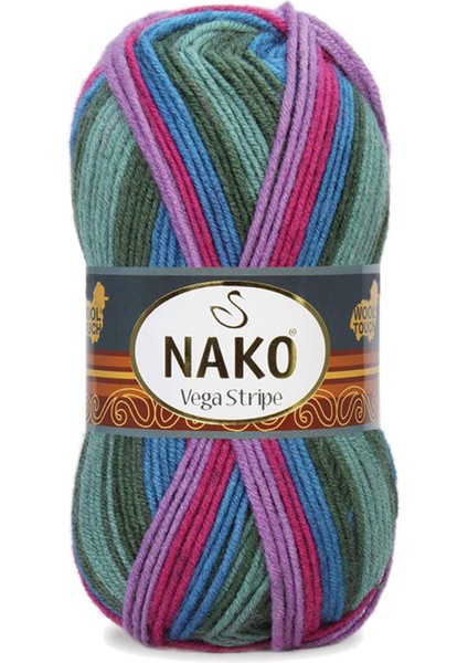 5 Adet Vega Stripe Premium Akrilik El Örgü Ipi Yünü No: 82408 fırsatları
